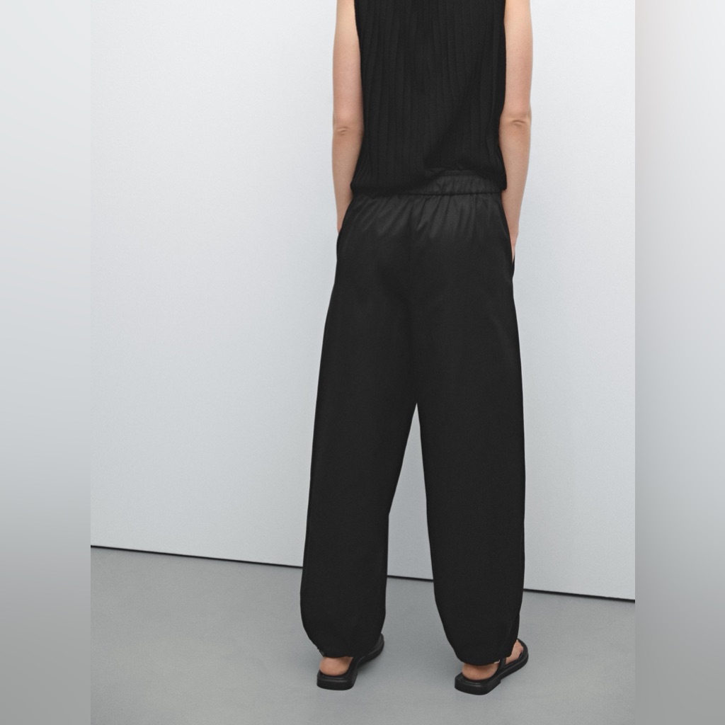 Massimo Dutti 100% Cotton Black Pull-On Elastic Waist Jogger Trousers. 4 Nwt — image 2 of 8